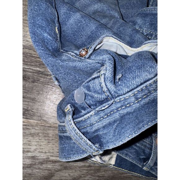 We The Free Jeans Womens Size‎ 24 Blue Denim Straight Stretch Buttonfly Frayed - Picture 5 of 11